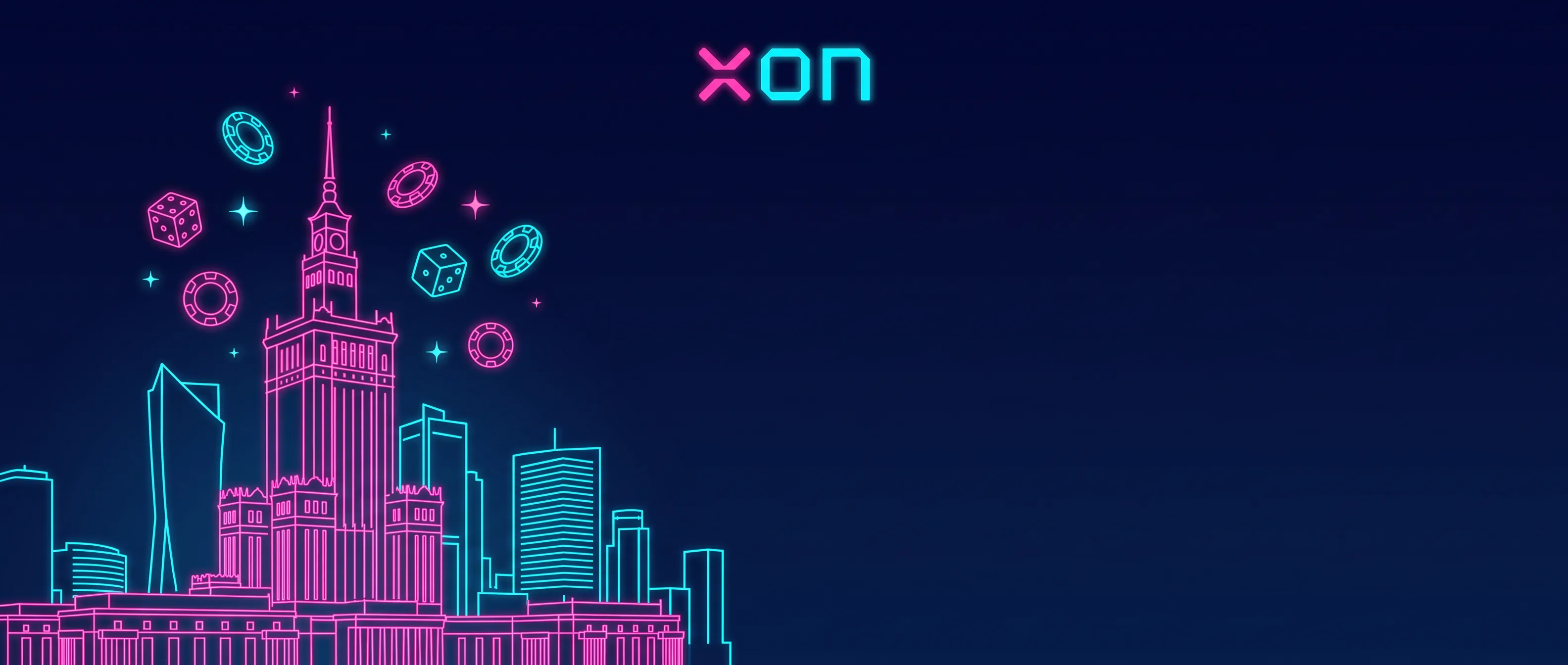 Neonowa panorama Warszawy w kolorach Xon Bet